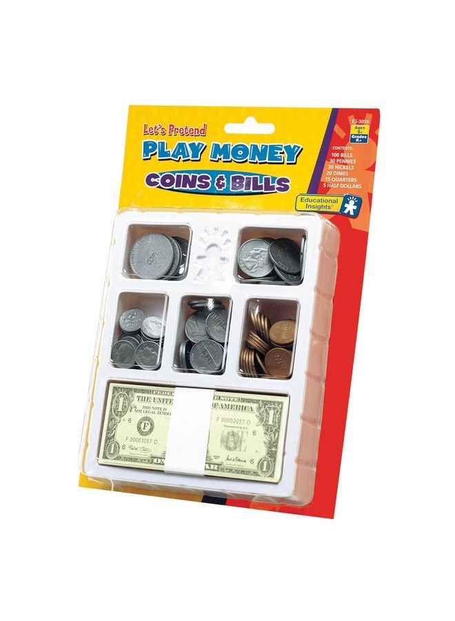 Educational Insights Play Money Coins & Bills Tray Set Of 200 Pieces Of Play Money For Classroom Or Home Counting Skills & Pretend Play Ages 5+ - Image 3