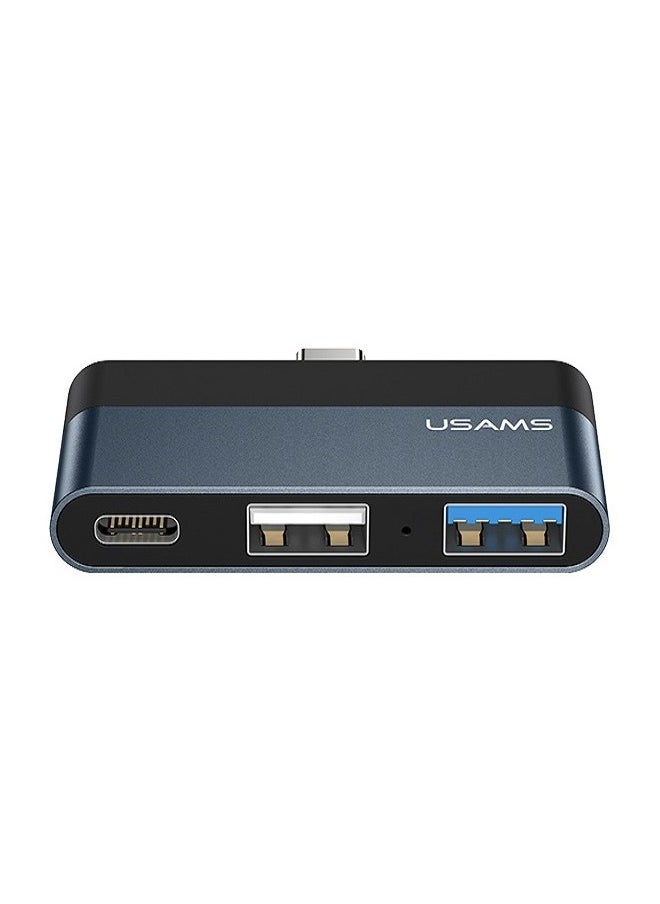 Usams محول صغير من النوع C مع محطة إرساء متعددة المنافذ USB HUB 2 منفذ USB + USB من النوع C  - Image 1
