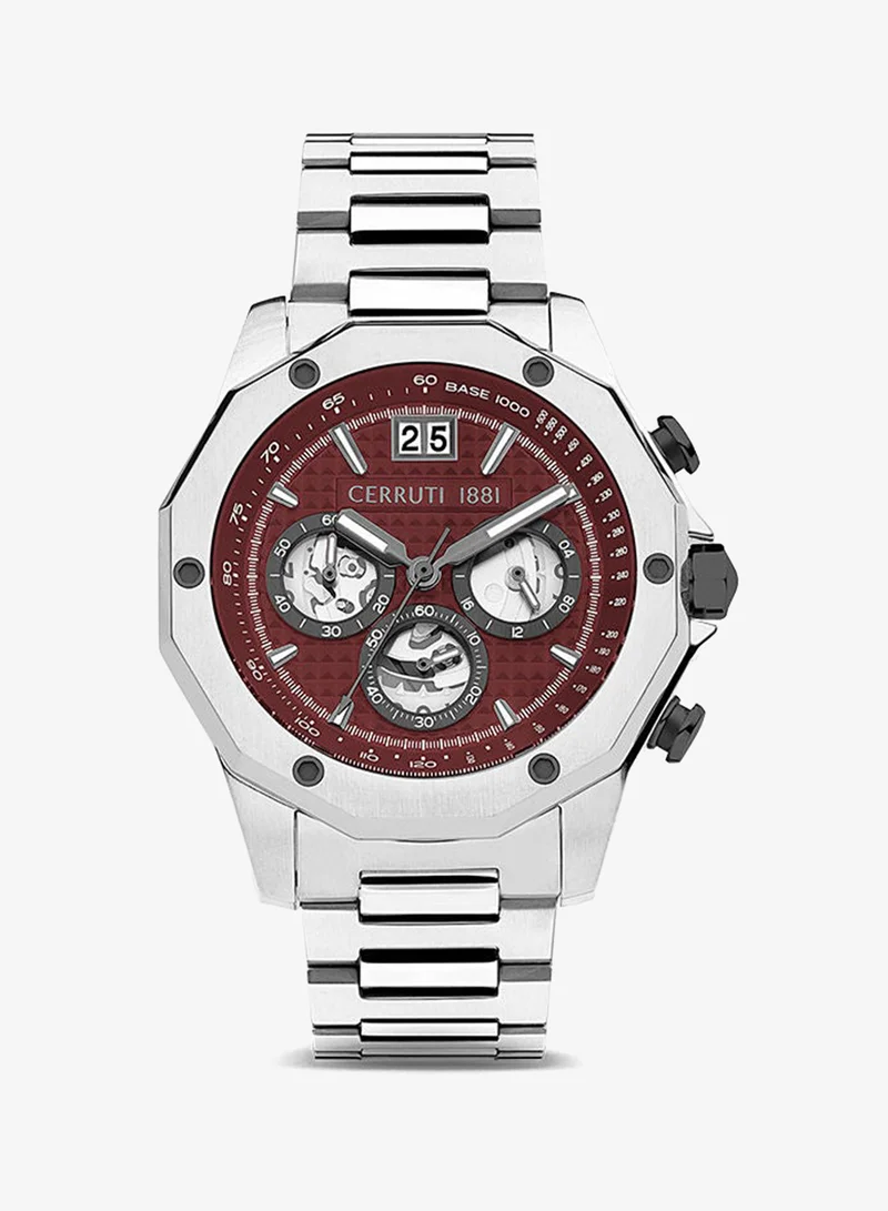 Men's Round Shape Stainless Steel Band Analog Wrist Watch 53 mm - Red Dial - CIWGI2207405