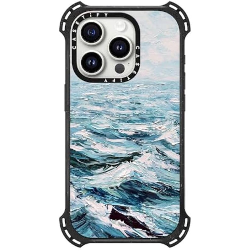 Casetify Bounce iPhone 15 Pro Case 【6X Military Grade Drop Tested / 21.3ft Drop Protection/Compatible with Magsafe】 - Deep Blue Sea - Triple Black - Image 3