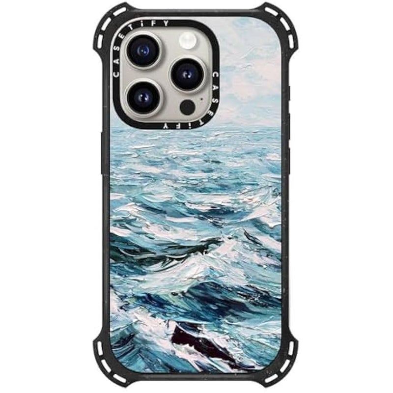 Casetify Bounce iPhone 15 Pro Case 【6X Military Grade Drop Tested / 21.3ft Drop Protection/Compatible with Magsafe】 - Deep Blue Sea - Triple Black - Image 1