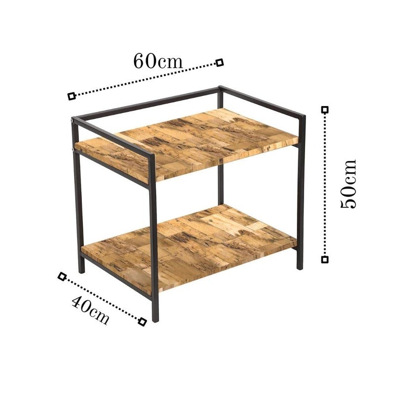 Ventuos Newtown Retractable Microwave Stand Countertop Extendable Microwave Oven Rack Mild Steel and Solid Acacia Wood Microwave Shelf Countertop Contains 2Tier White  - Image 4
