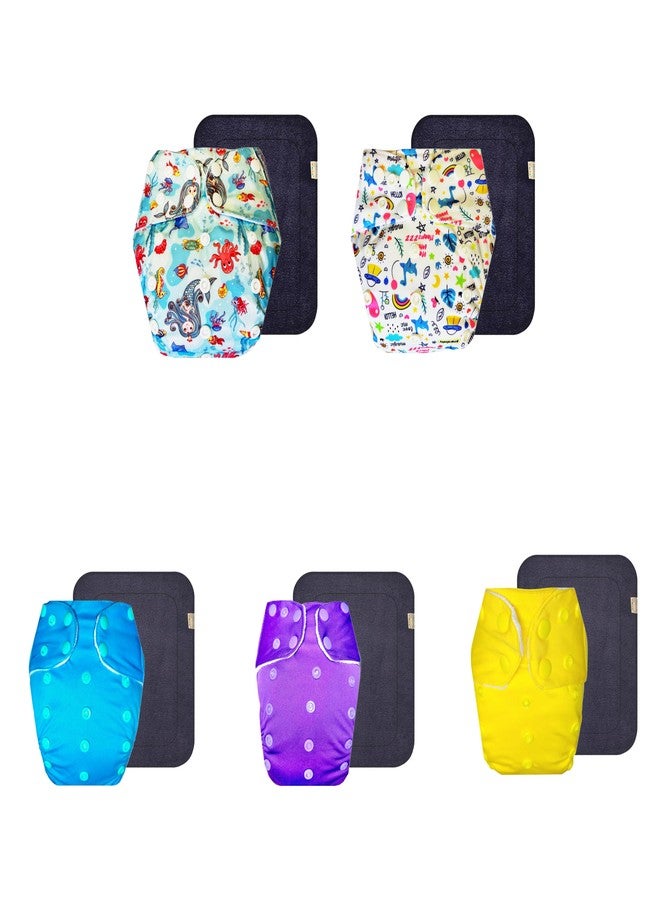 حفاضات دمبلدو القماشية الممتازة مع حشوة رمادية (عبوة من 5) | شعور بالجفاف والراحة | وسادة ماصة من 6 طبقات | مناسبة للسفر | ضرورية للاستخدام اليومي | من 3 أشهر إلى 3 سنوات | للجنسين - Image 1