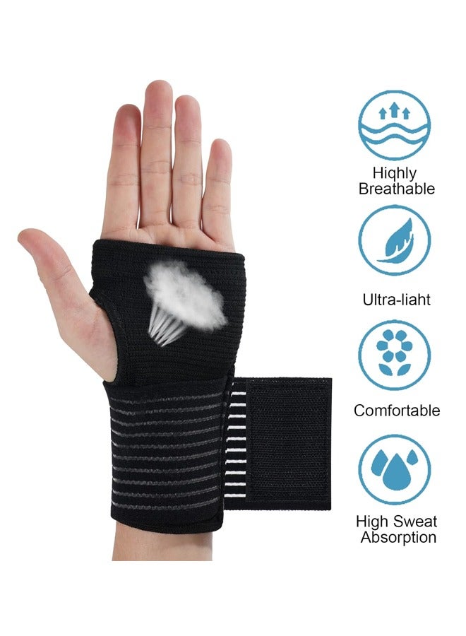 2 حزمة دعم المعصم المرن مع حزام ، معصم ضغط لف حزام المعصم قابل للتعديل يخفف من آلام المعصم ، التهاب الأوتار ، استخدام الرياضة للرجال والنساء - Image 2