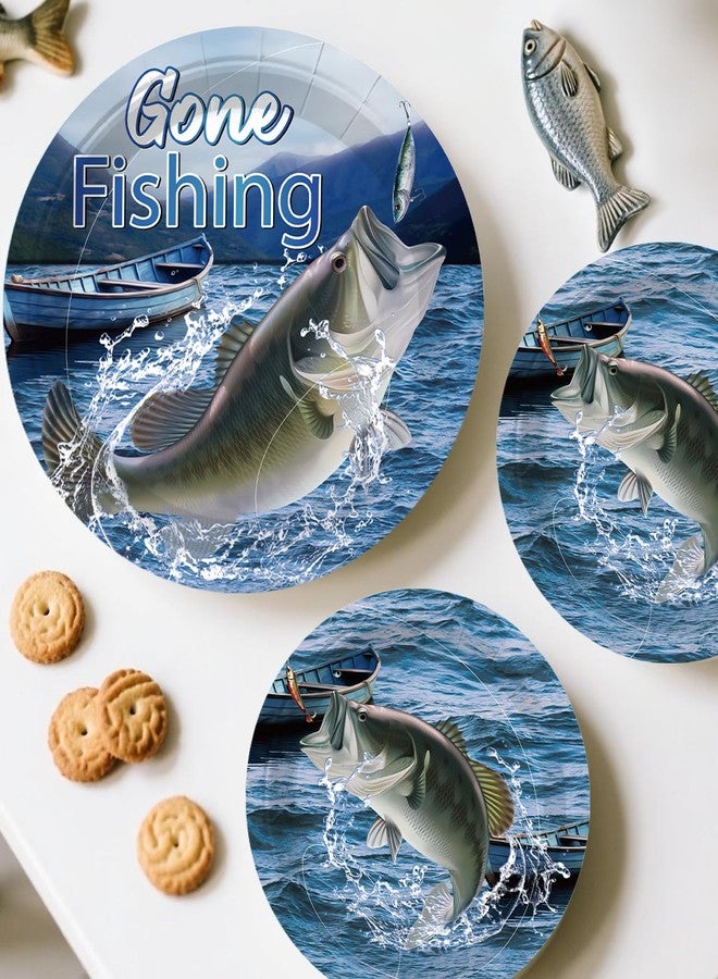 cocomigo 205Pcs Fishing Birthday Party Decorations Tableware Set Serves 25 Guests, Ofishally One Birthday Decorations includes Banner, Plates, Cake Topper, Cupcake Toppers, Gone Fishing Supplies for Boy - Image 5
