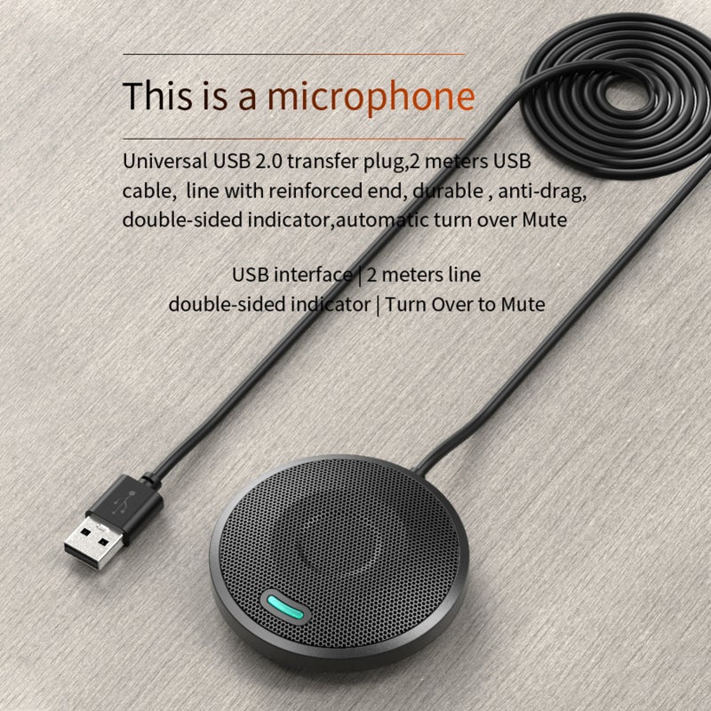 ميكروفون USB: استقبال دائري 360 درجة، إيقاف صوت تلقائي سريع، نطاق صوت يتراوح بين 10 و 16.4 قدمًا - تصميم مضغوط محمول، ميكروفون مكثف لمقاطع الفيديو التعاونية، الاجتماعات العملية، التعليم عن بعد - Image 5