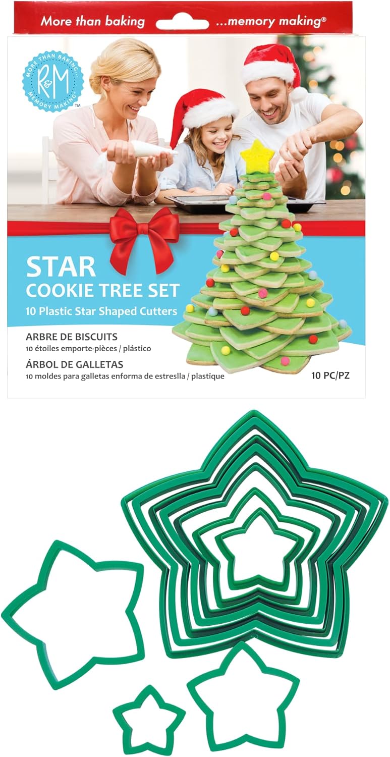 RM International Star Tree Cookie Cutters to Make 3D Tree 10Piece Plastic Set - Image 1