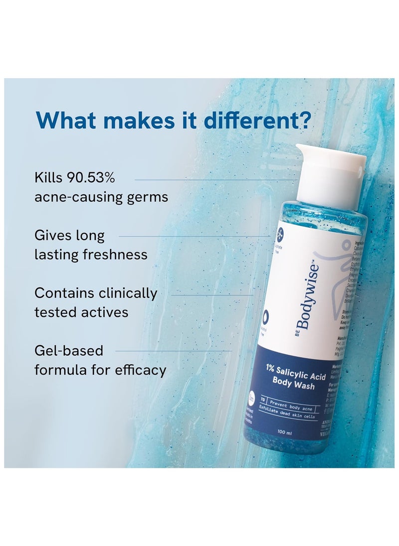 Be Bodywise 1% Salicylic Acid Body Wash for All Skin Types, Paraben & SLS Free, 100ml  - Image 2