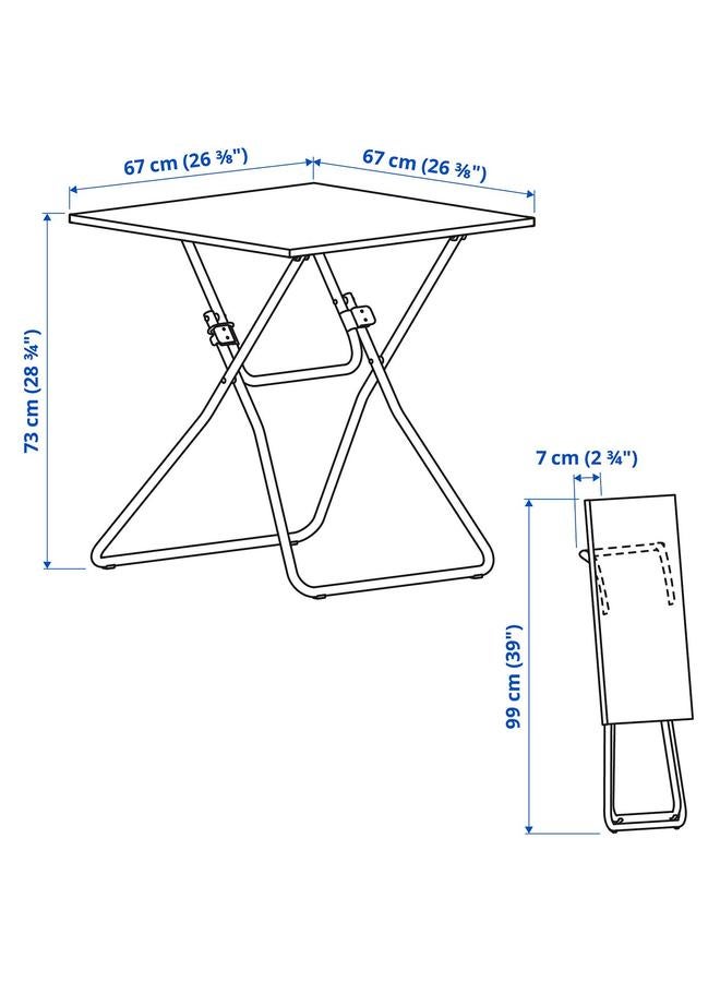 Green Tiger Table And 2 Stools, Folding Black/Folding Black, 67X67 Cm - Image 3