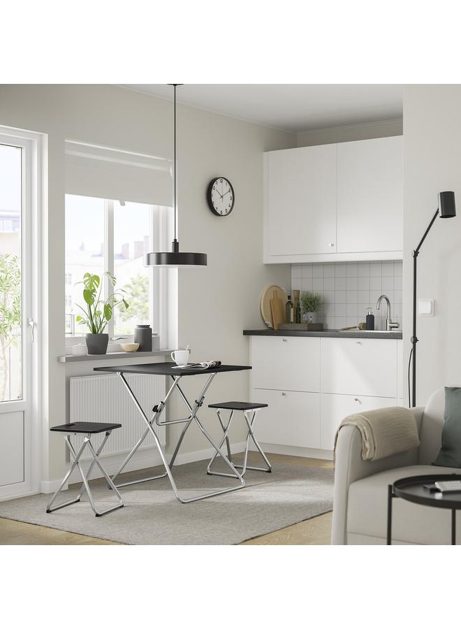 Green Tiger Table And 2 Stools, Folding Black/Folding Black, 67X67 Cm - Image 2