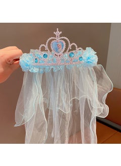 Frozen Elsa Tiara Veil Princess Crown Kids Birthday Headwear 3# blue crown flower
