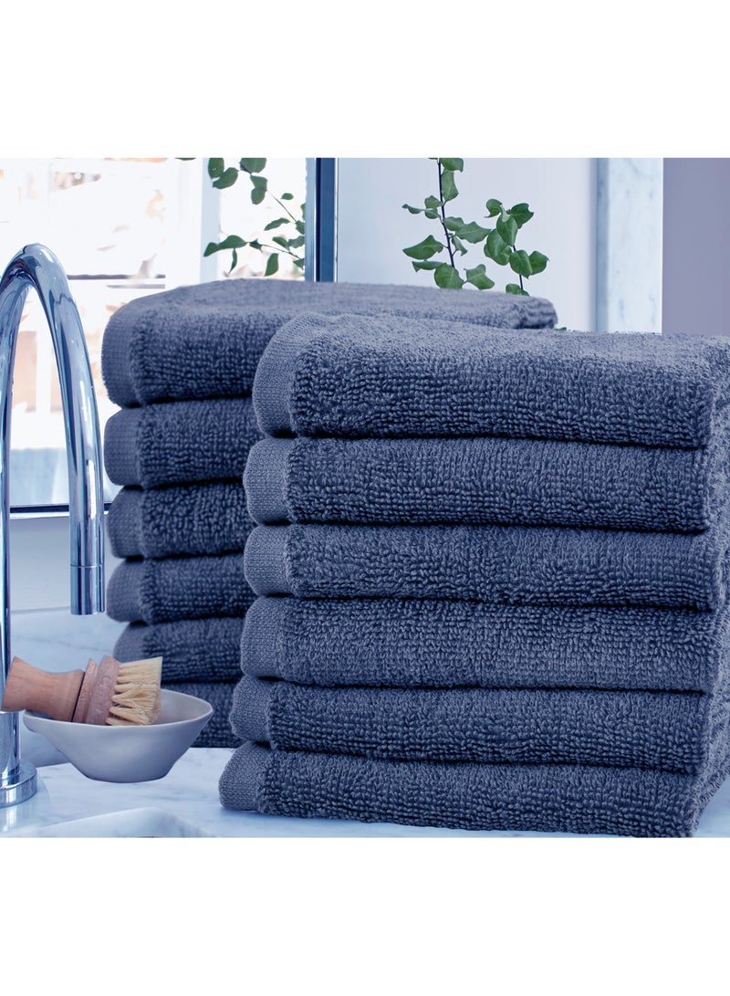 بليس كاسا مناديل Bliss Casa 100% من القطن الممشط (12 عبوة، 30 × 30 سم) - منشفة 500 جرام في المتر المربع، مجموعة مناشف الوجه عالية الامتصاص وسريعة الجفاف وناعمة  - Image 5
