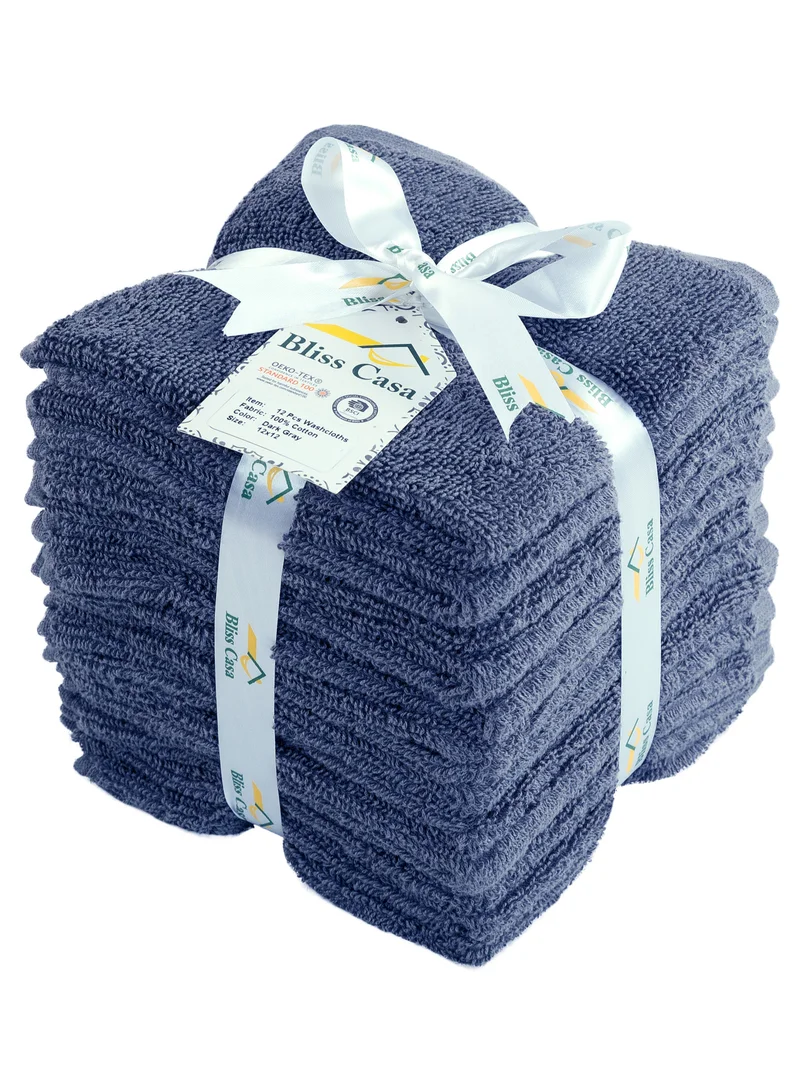 Bliss Casa Bliss Casa 100% Combed Cotton Washcloths (12 Pack, 30 x 30 CM) - 500 GSM Washcloth, Face towel Set Highly Absorbent Quick Dry and Soft Towels