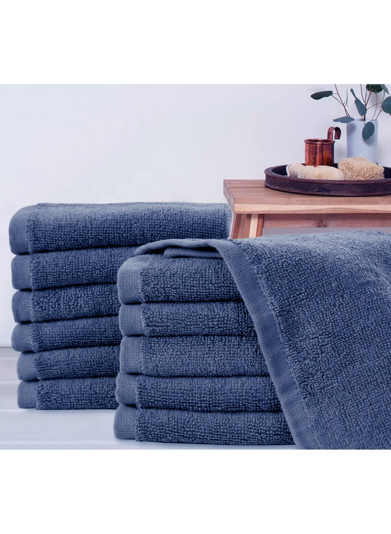 بليس كاسا مناديل Bliss Casa 100% من القطن الممشط (12 عبوة، 30 × 30 سم) - منشفة 500 جرام في المتر المربع، مجموعة مناشف الوجه عالية الامتصاص وسريعة الجفاف وناعمة  - Image 4