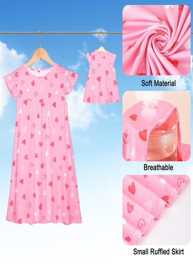ICOSY Matching Doll & Girls Nightgowns Clothes Girls Pajamas Sleepwear Outfit for Kids and 18" Girl Doll - Image 5