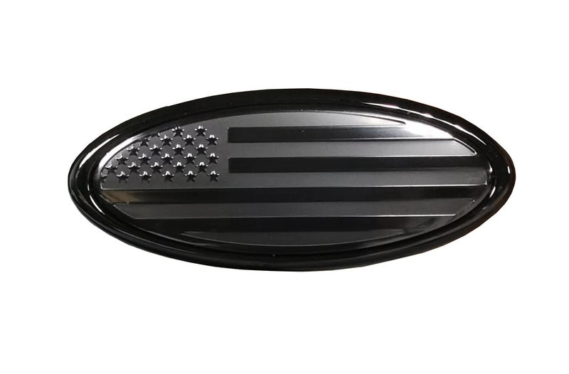 HHLOU 4.5 Inch American Black Flag Emblem for Ford Front Grille Rear Tailgate Emblem, Oval Badge Compatible with Edge/Escape/Explorer/Expedition/Sport Trac(4.5" Black) - Image 1