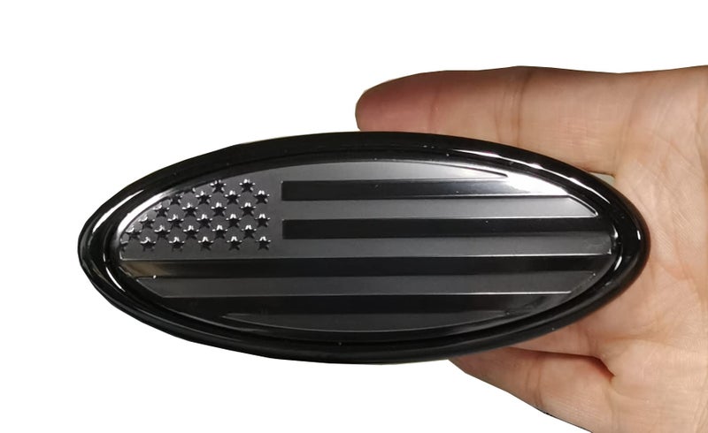HHLOU 4.5 Inch American Black Flag Emblem for Ford Front Grille Rear Tailgate Emblem, Oval Badge Compatible with Edge/Escape/Explorer/Expedition/Sport Trac(4.5" Black) - Image 4