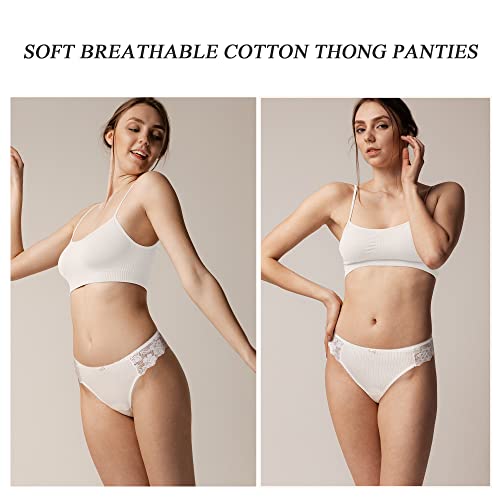 LEVAO 6 Pack Black Cotton Pantes Sexy Breathable G String Thongs Womens Lace Underwear Pack - Image 2