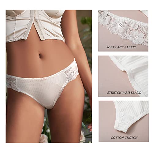 LEVAO 6 Pack Black Cotton Pantes Sexy Breathable G String Thongs Womens Lace Underwear Pack - Image 3