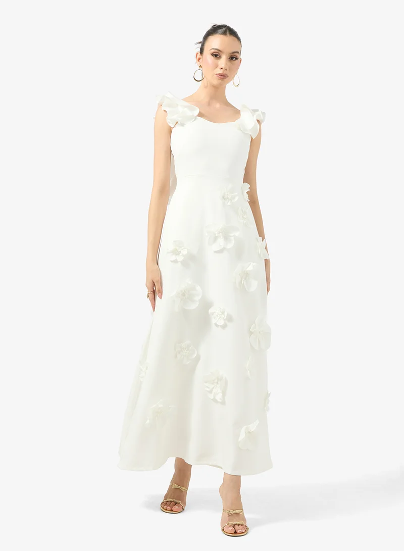 جينجر بوتيك 3D Floral Applique A Line Dress