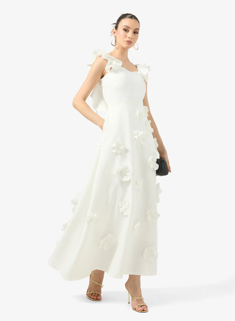 جينجر بوتيك 3D Floral Applique A Line Dress