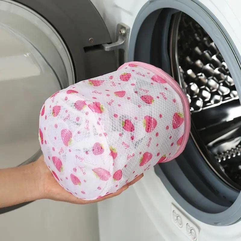 VALAMJI VALAMJI Round Laundry Pouch Multi Design Washing Machine Circular Shape Travel Storage Organize Bag Bra WasherSocksUnderwearLingerie Reusable Mesh Pink 1PCS  - Image 2