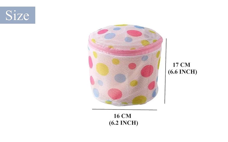 VALAMJI VALAMJI Round Laundry Pouch Multi Design Washing Machine Circular Shape Travel Storage Organize Bag Bra WasherSocksUnderwearLingerie Reusable Mesh Pink 1PCS  - Image 5