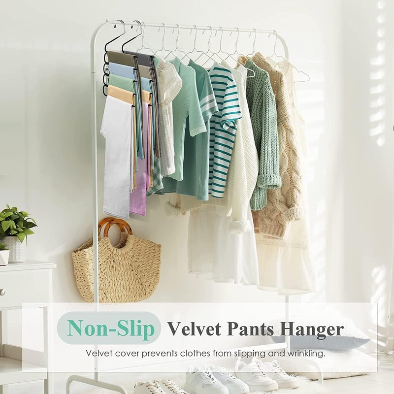 3 Pack Non Slip Multi-layer Trouser Hanger - Heavy Duty Space Saving Metal Hangers for Jeans, Leggings, and Scarves - Image 4