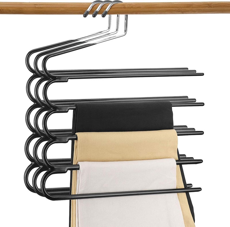 3 Pack Non Slip Multi-layer Trouser Hanger - Heavy Duty Space Saving Metal Hangers for Jeans, Leggings, and Scarves - Image 1