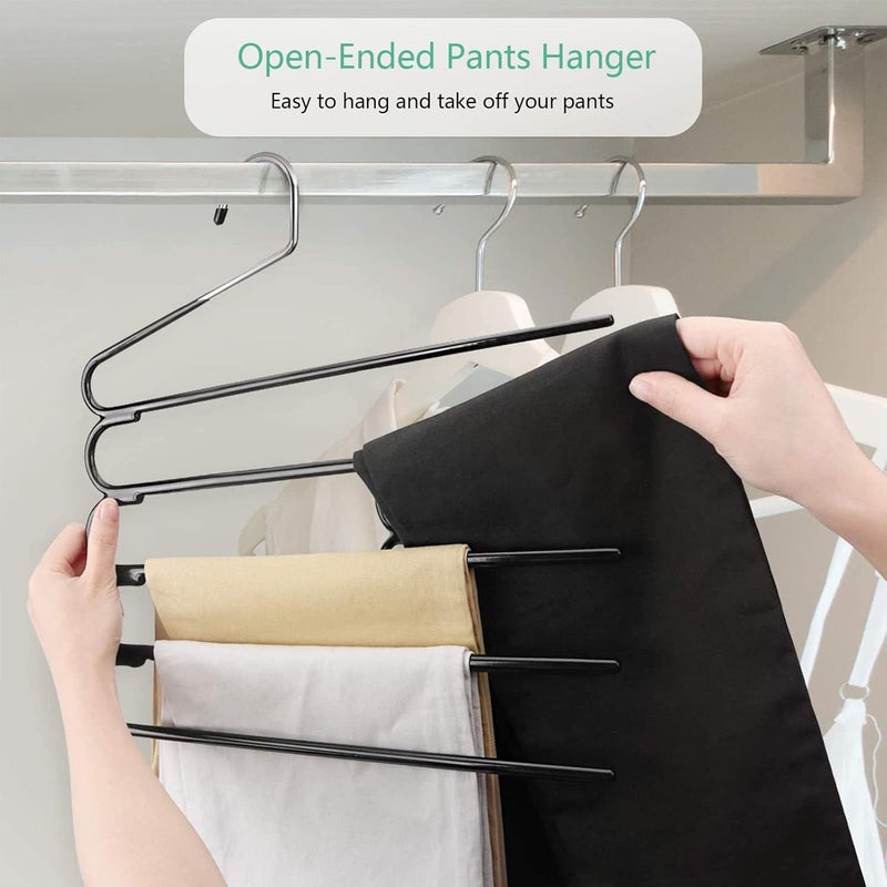 3 Pack Non Slip Multi-layer Trouser Hanger - Heavy Duty Space Saving Metal Hangers for Jeans, Leggings, and Scarves - Image 3