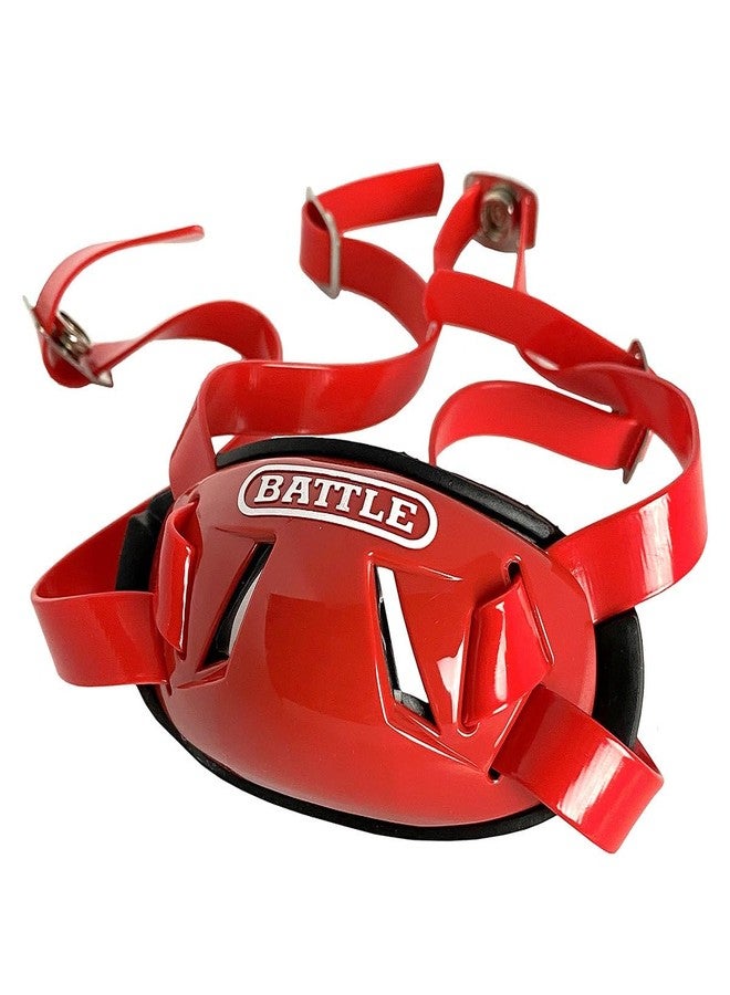 Battle Sports Shell Football Chin Strap - Durable Shell Provides Maximum Protection, Football Helmet Chin Strap with Reinforced Adjustable Strap for Fit - Youth, Red