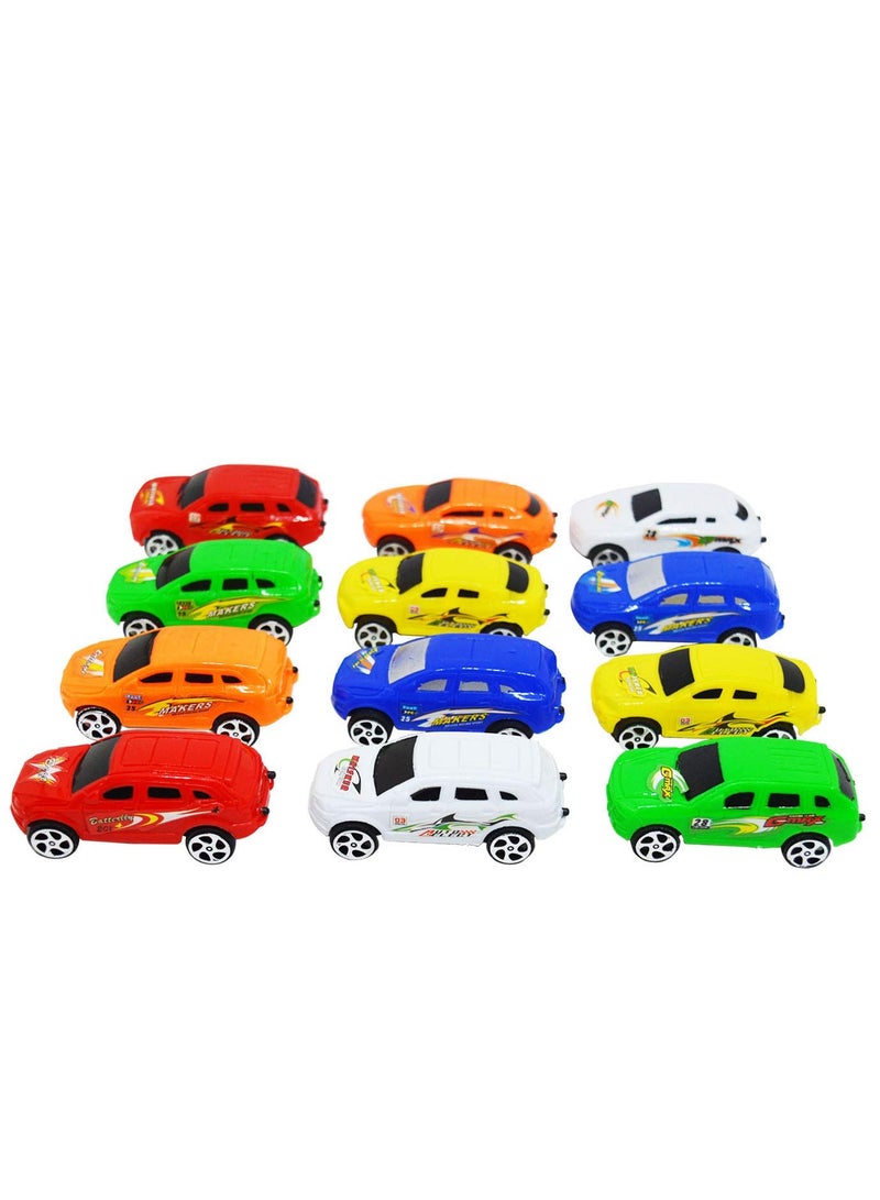 Plastic wild small racer cars for kids set of 12 pieces - multi color - Image 4