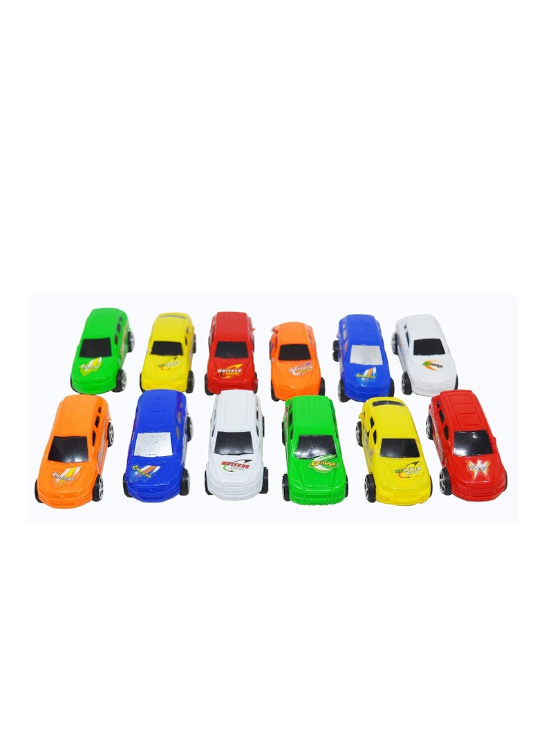Plastic wild small racer cars for kids set of 12 pieces - multi color - Image 3