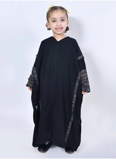 lamha abaya Girls abaya with black fabric with the addition of cashmere fabric on the sleeves  - Image 1