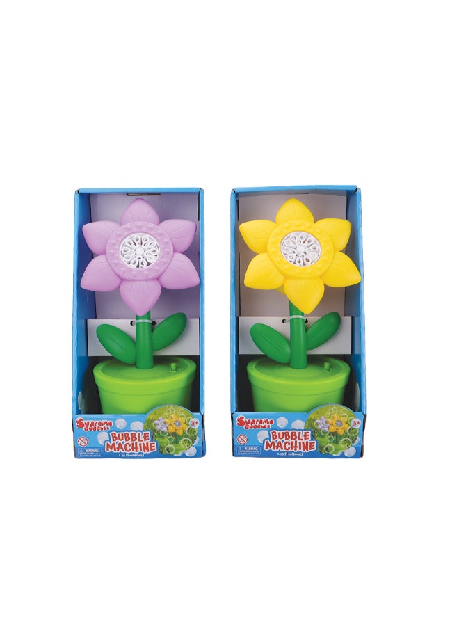 Bubbles B/O SUNFLOWER BUBBLE MACHINE WITH LIGHT, WITH 2*40ML BUBBLE SOLUTION,
3*AA BATTERIES NOT INCLUDED, 2ASTD - Image 1