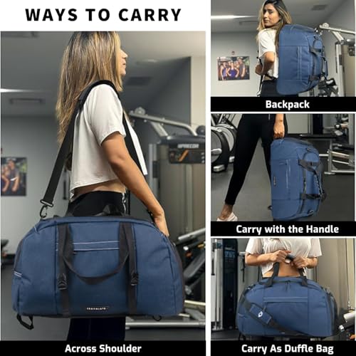 TRAVALATE 45L 3-Way Duffle Backpack Bag for Men | Luggage Carry Duffle for Travel with Shoe Compartment – Blue - Image 4