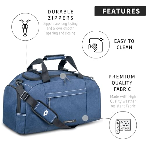 TRAVALATE 45L 3-Way Duffle Backpack Bag for Men | Luggage Carry Duffle for Travel with Shoe Compartment – Blue - Image 5