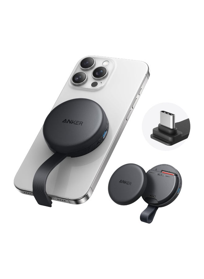 Anker MagGo USB-C Adapter, SD Card Reader for iPhone 17 Series, Portable Magnetic Memory Card Reader with Built-in Cable, Dual Slot for SD&TF Card, 312MB/s Max Data Transfer for USB C Devices(Black) - Image 1