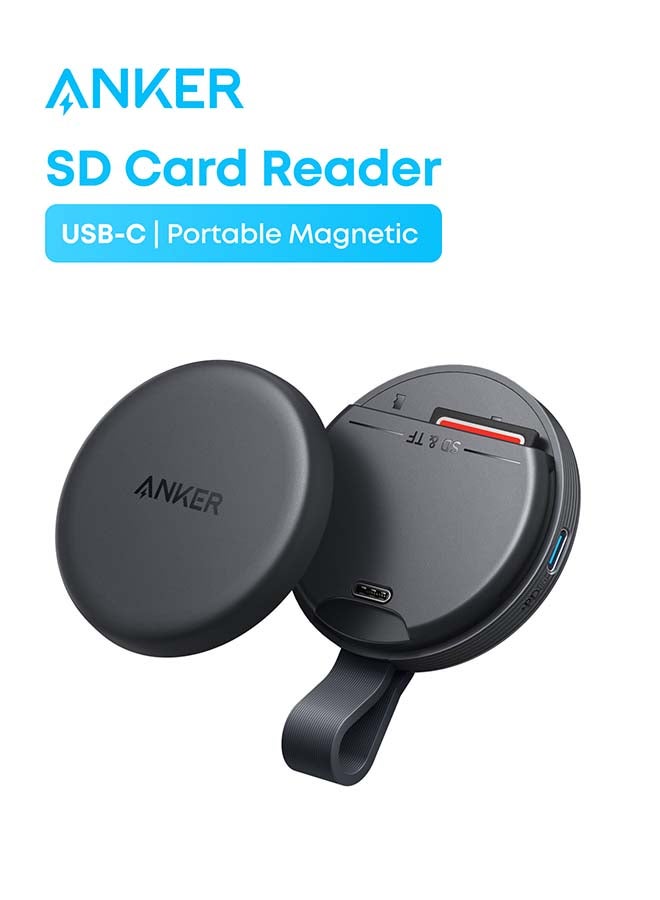 محول MagGo USB-C، قارئ بطاقة SD لسلسلة آيفون 17، قارئ بطاقات ذاكرة مغناطيسي محمول مع كابل مدمج، فتحتان لبطاقة SD و TF، سرعة نقل بيانات تصل إلى 312 ميجابايت/ثانية لأجهزة USB C (أسود) - Image 1