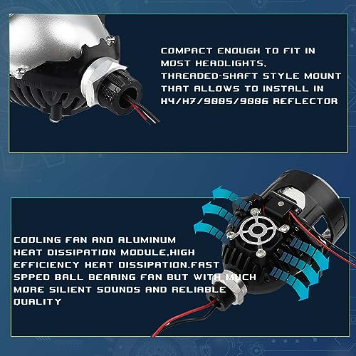 YUFANYA 2.5Inch Mini Blue Honeycomb Projector Lens,Car Headlight Retrofit Kit with Black Shrouds,70W 20,000LM 6000K-Focus Beam with Sharp Cut off Line No Blind Oncoming Car Upgrade Bi-Xenon Projector Lens - Image 2