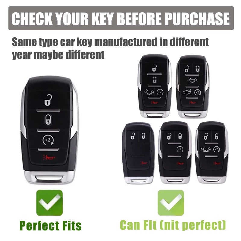 Gematay for Dodge RAM Key Fob Cover with Keychain Lanyard, Soft TPU Key Fob Protector Shell Compatible with 2019-2022 Dodge RAM 1500 2500 3500 4500 5500 3 Button Smart Key Case - Image 2
