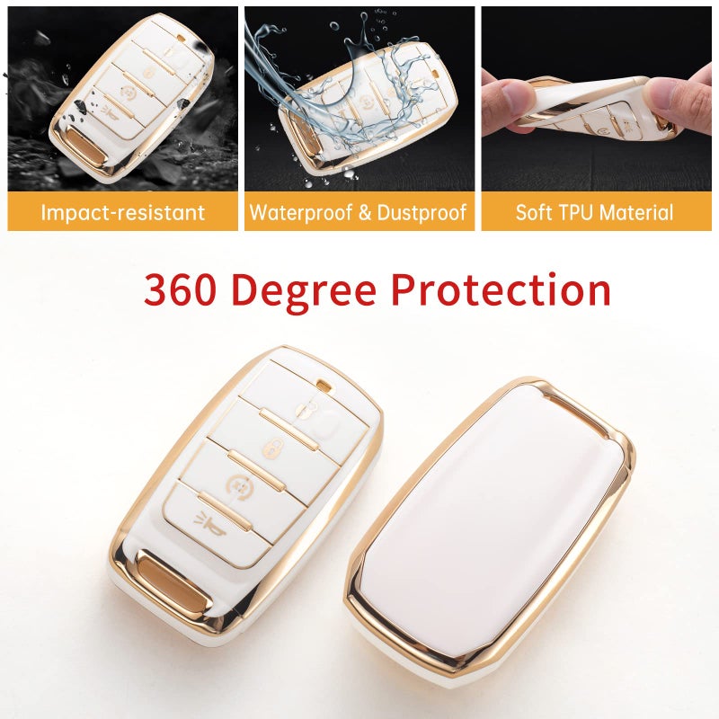 Gematay for Dodge RAM Key Fob Cover with Keychain Lanyard, Soft TPU Key Fob Protector Shell Compatible with 2019-2022 Dodge RAM 1500 2500 3500 4500 5500 3 Button Smart Key Case - Image 4