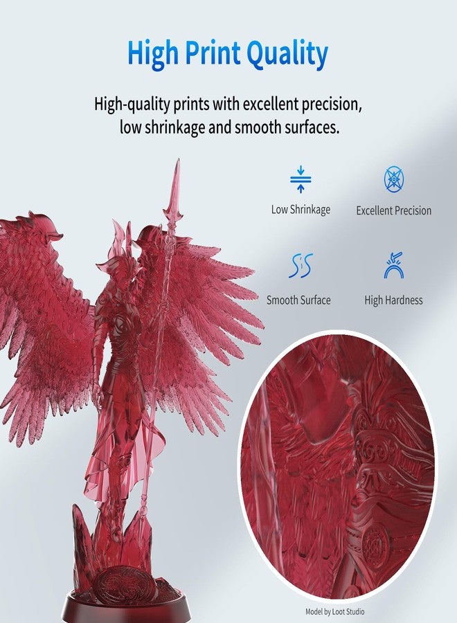 ANYCUBIC 3D Printer Resin, 405nm SLA UV-Curing Resin with High Precision and Quick Curing & Excellent Fluidity for LCD 3D Printing (Clear Red, 1kg) - Image 2