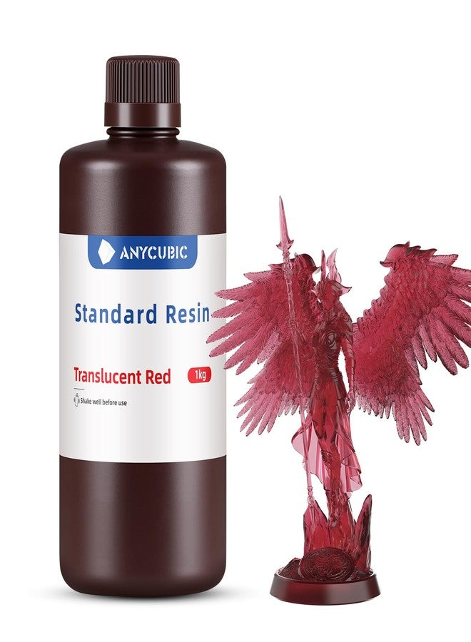 ANYCUBIC 3D Printer Resin, 405nm SLA UV-Curing Resin with High Precision and Quick Curing & Excellent Fluidity for LCD 3D Printing (Clear Red, 1kg) - Image 1