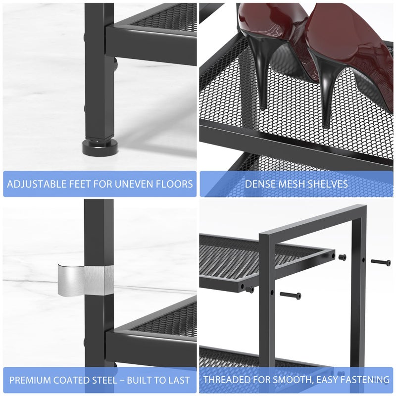 neatevday 3 Tier Shoe Rack, Expandable Shoe Rack for Closet, Adjustable Shoe Organizer for Entryway, Shoe Storage Organizer for Door Entrance, Garage, Bedroom - Image 5