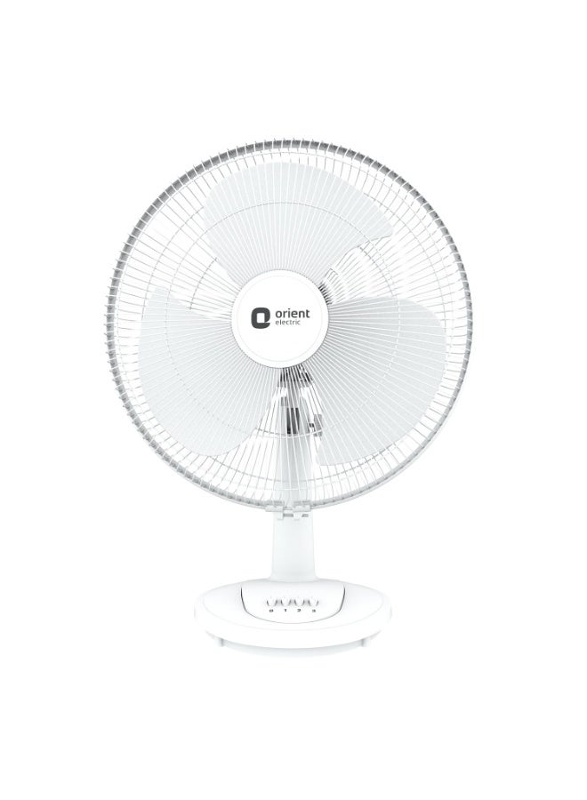أورينت إليكتريك Orient Electric 400 mm Table 77 | High Speed Table Fan for Home|100% Copper Motor with Thermal Overload Protection | 90 Degree Oscillation | 3 Speed Control | Military Grade Guard | White - Image 1