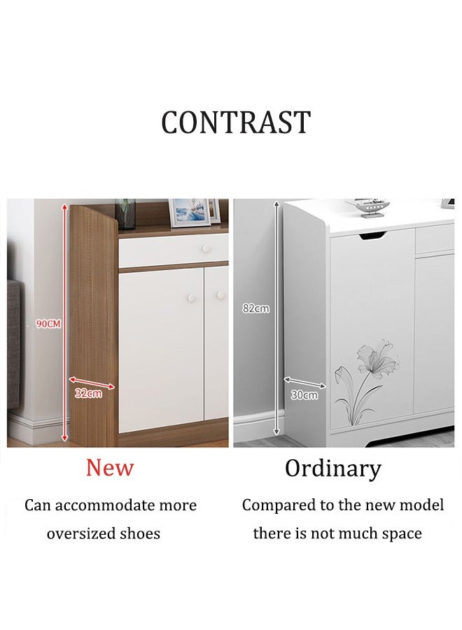 مجلس الوزراء الأحذية قدرة كبيرة الخشب الصلب رف الأحذية بسيطة متعددة الطبقات مدخل مجلس الوزراء شرفة تخزين مجلس الوزراء ( 120 * 32 * 90 سم ) - Image 3