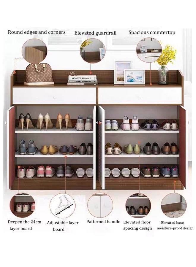 مجلس الوزراء الأحذية قدرة كبيرة الخشب الصلب رف الأحذية بسيطة متعددة الطبقات مدخل مجلس الوزراء شرفة تخزين مجلس الوزراء ( 120 * 32 * 90 سم ) - Image 2