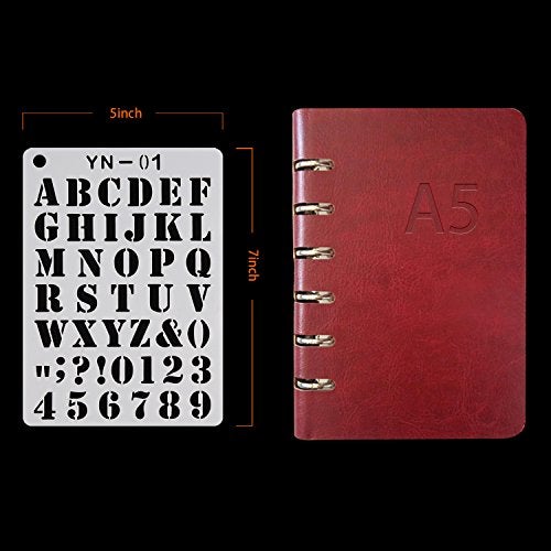 YUEAON 12 pack letter and number stencils alphabet stencil for A5 bullet journal supplies scrapbooking painting drawing craft -57 inch - Image 2