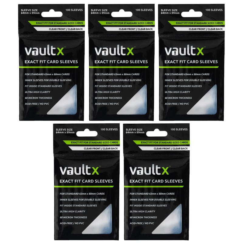 Vault X Exact Fit Trading Card Sleeves - High Clarity Perfect Fit Inner Sleeves to Protect and Preserve Board Game, Collectible and Trading Card Games (500 Pack) - Image 1
